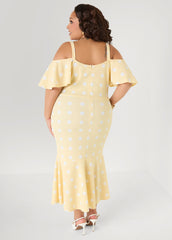 Cold Shoulder Polka Dot Dress Apricot Gelato | Ashley Stewart
