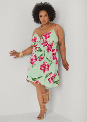 Tie Front Floral Print Dress Seafoam | Ashley Stewart