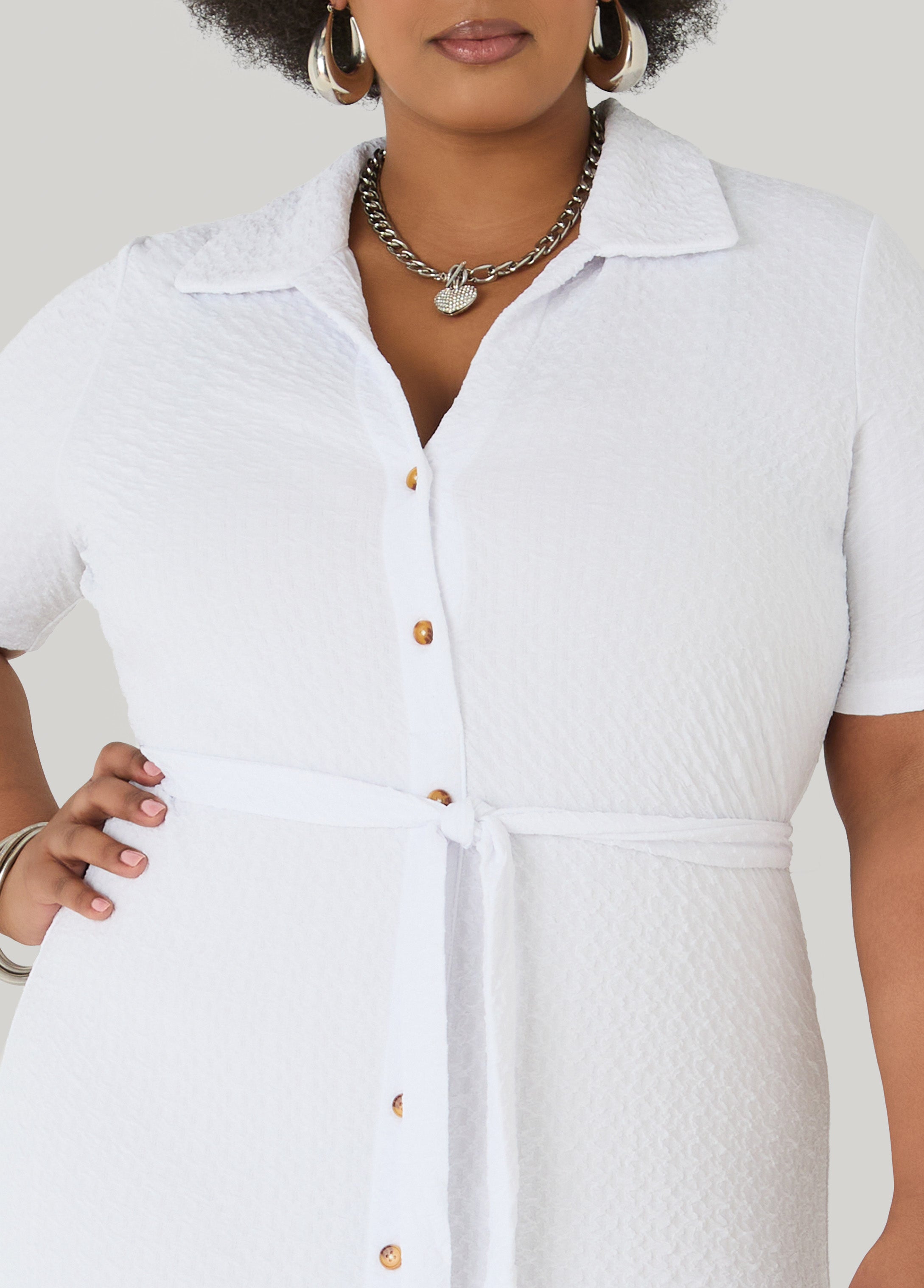 Textured Maxi Shirtdress Caribbean Sea | Ashley Stewart