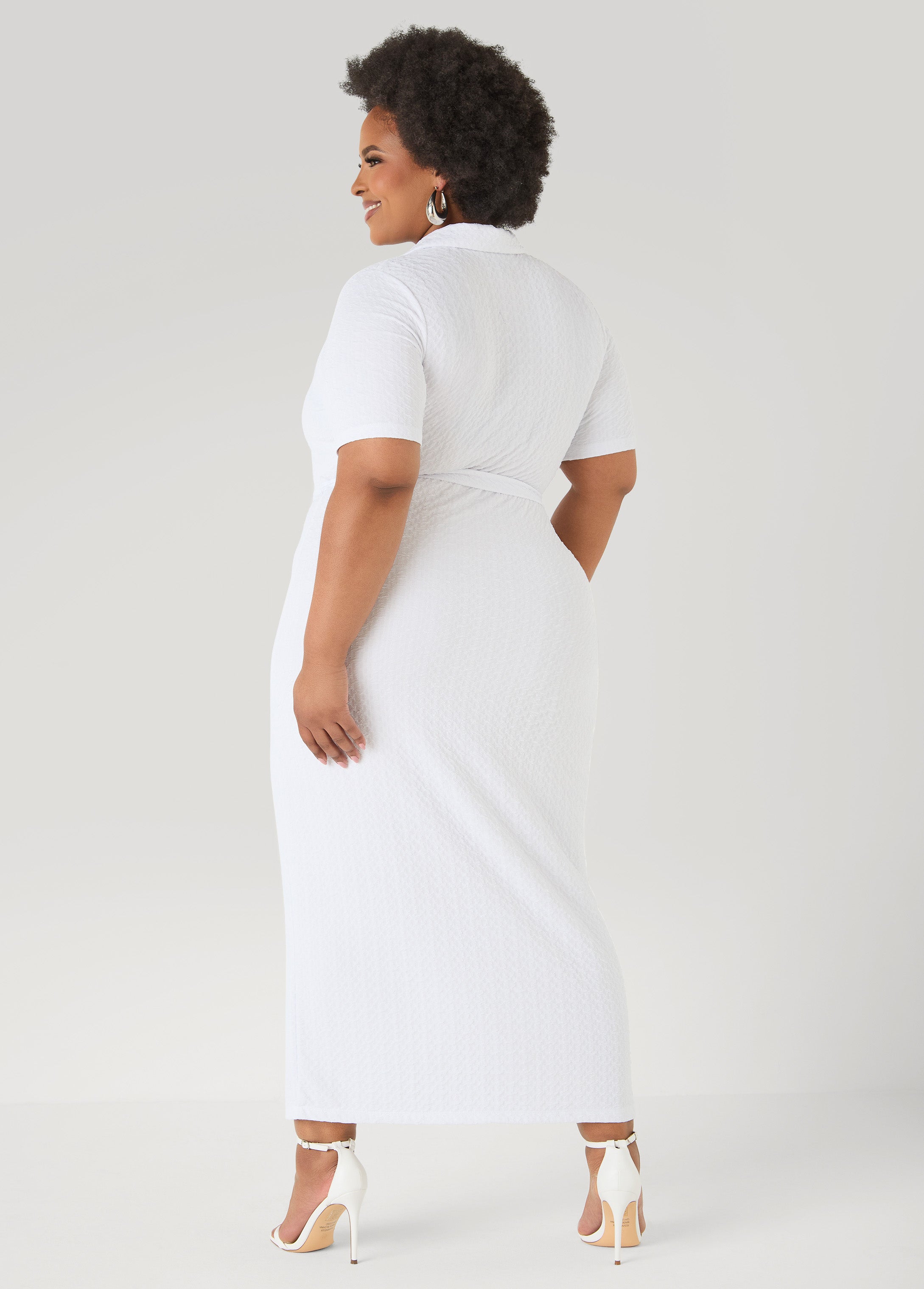 Textured Maxi Shirtdress Caribbean Sea | Ashley Stewart