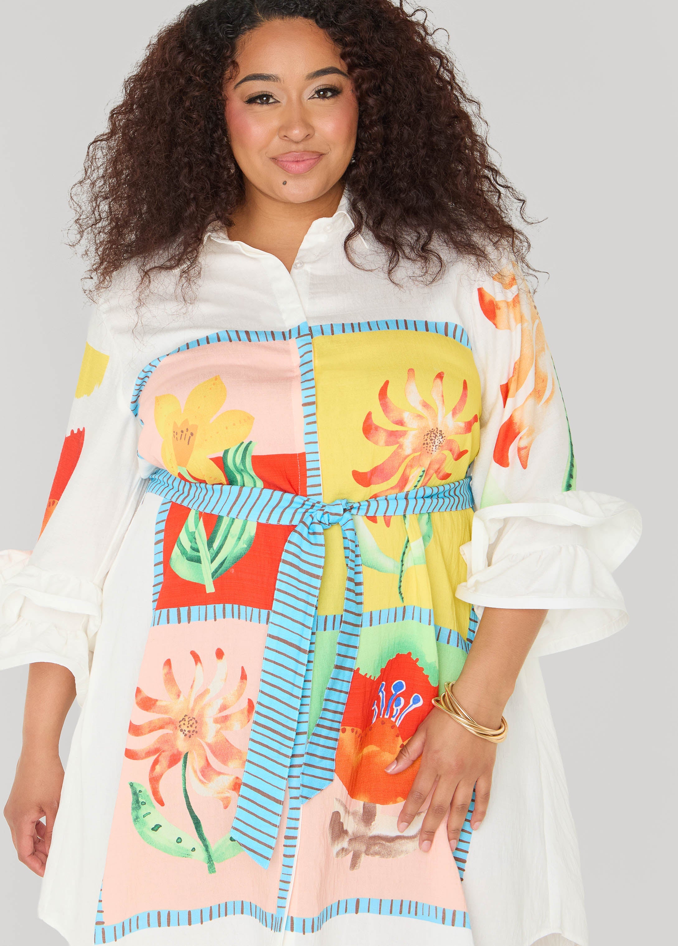 Ruffled Amore Shirtdress Multi | Ashley Stewart