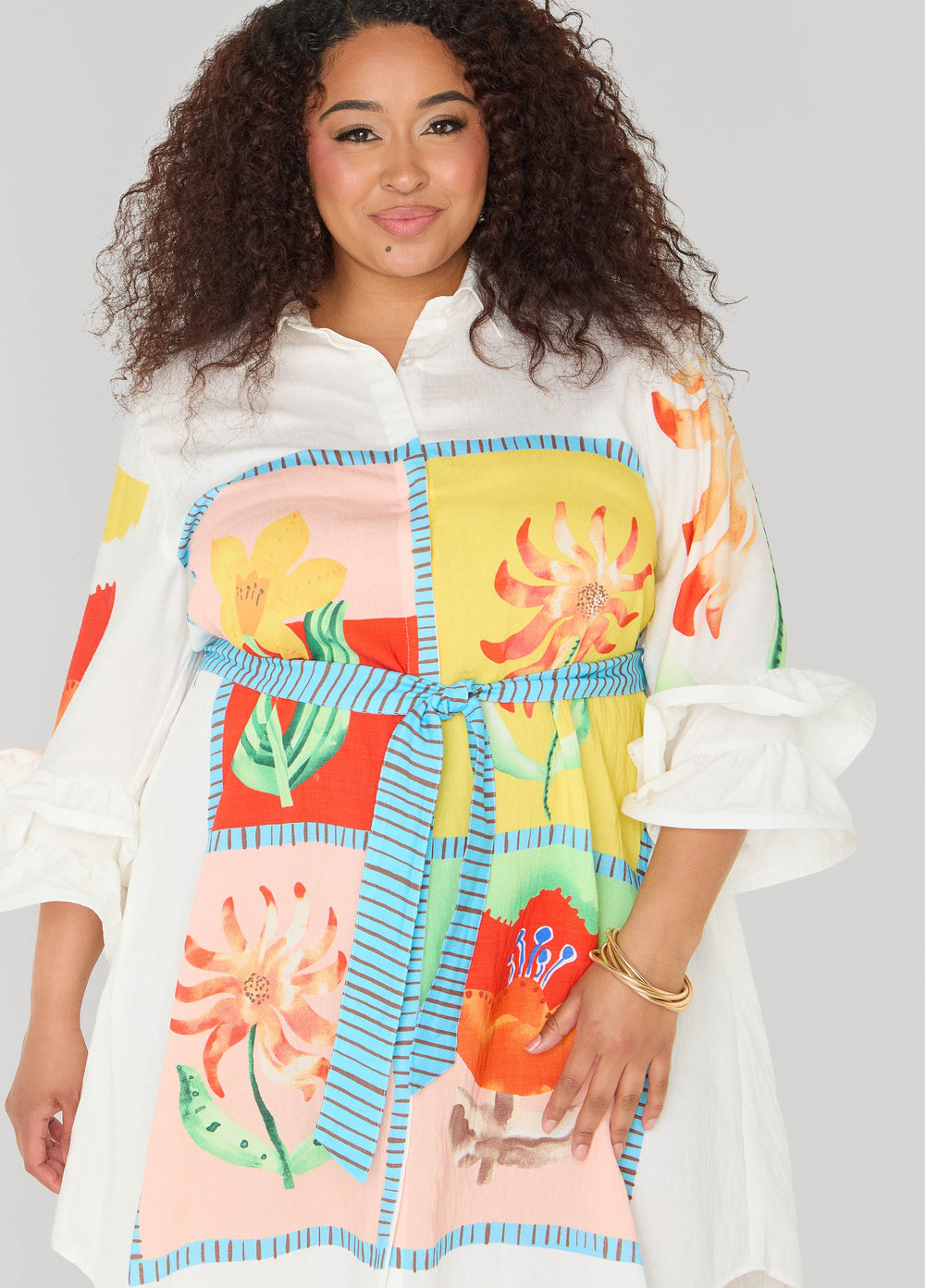 Ruffled Amore Shirtdress Multi | Ashley Stewart