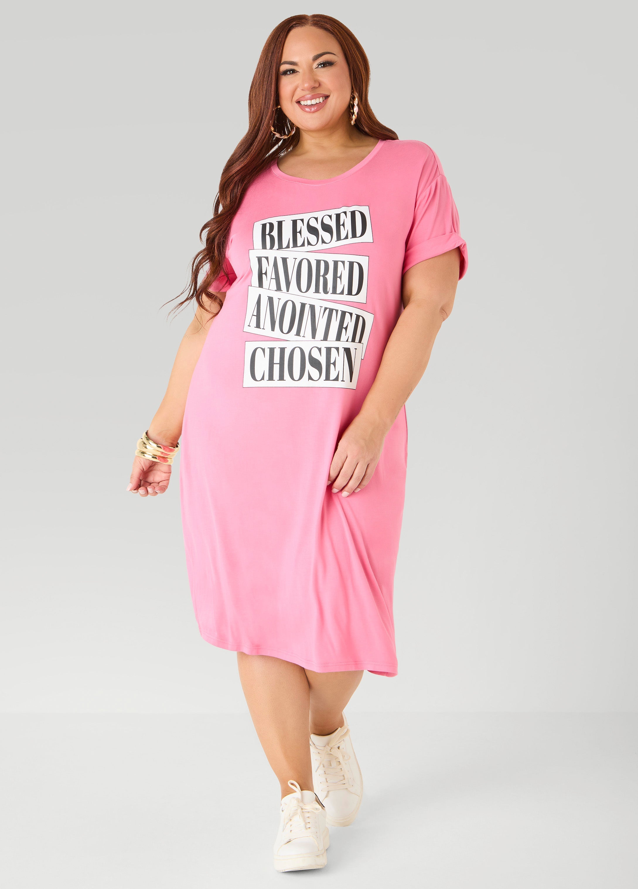 Blessed Graphic T Shirt Dress Confetti | Ashley Stewart