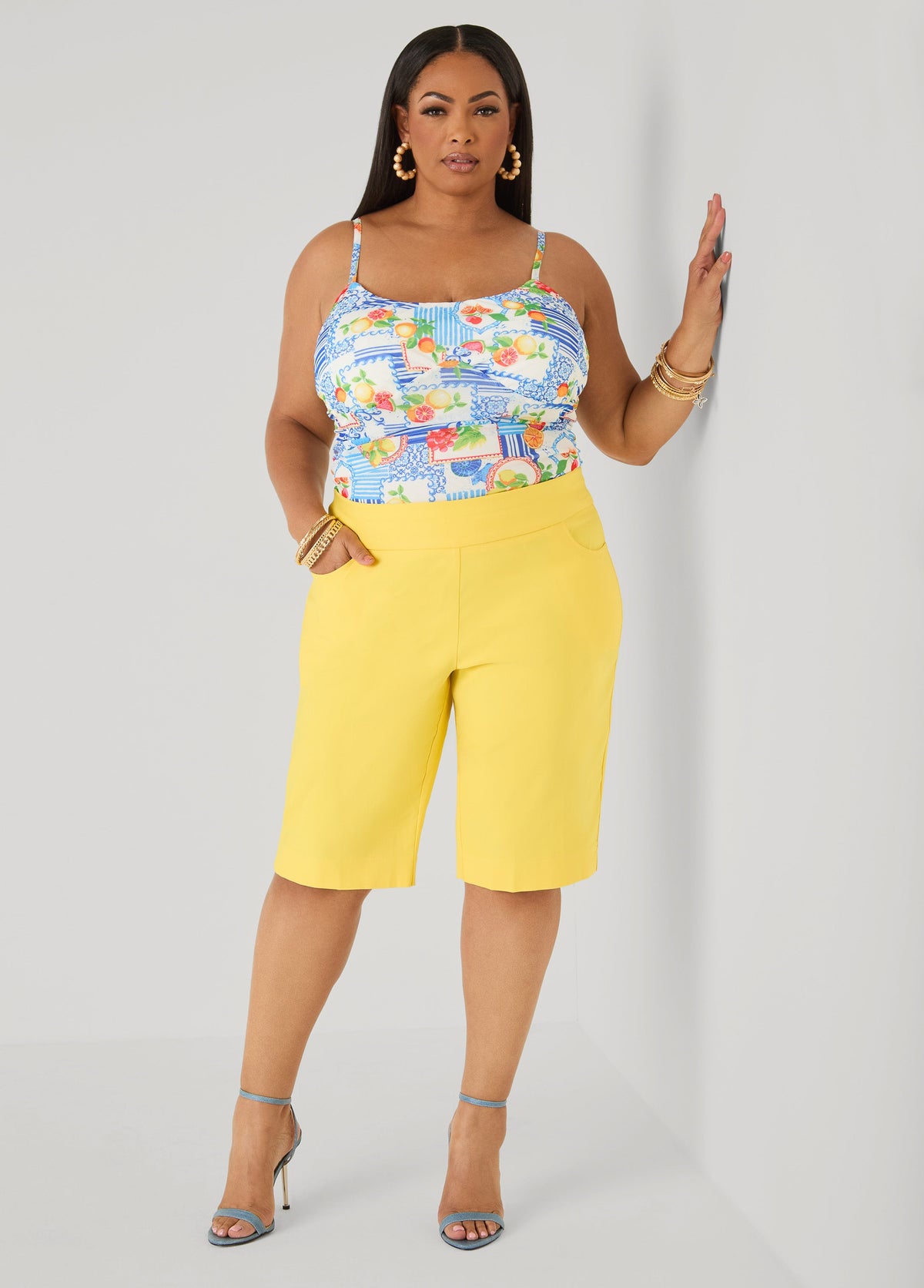 Printed Mesh Bodysuit Victoria Blue | Ashley Stewart