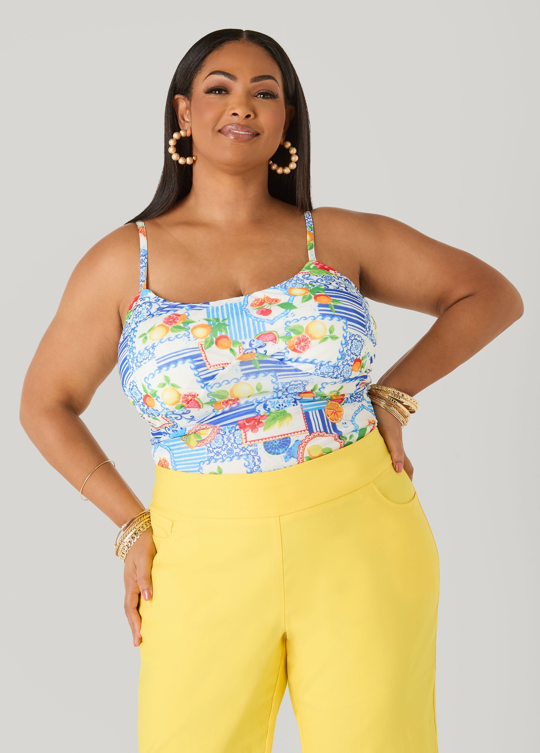 Printed Mesh Bodysuit Victoria Blue | Ashley Stewart