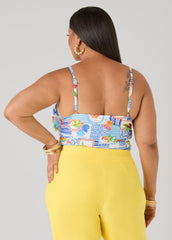 Printed Mesh Bodysuit Victoria Blue | Ashley Stewart