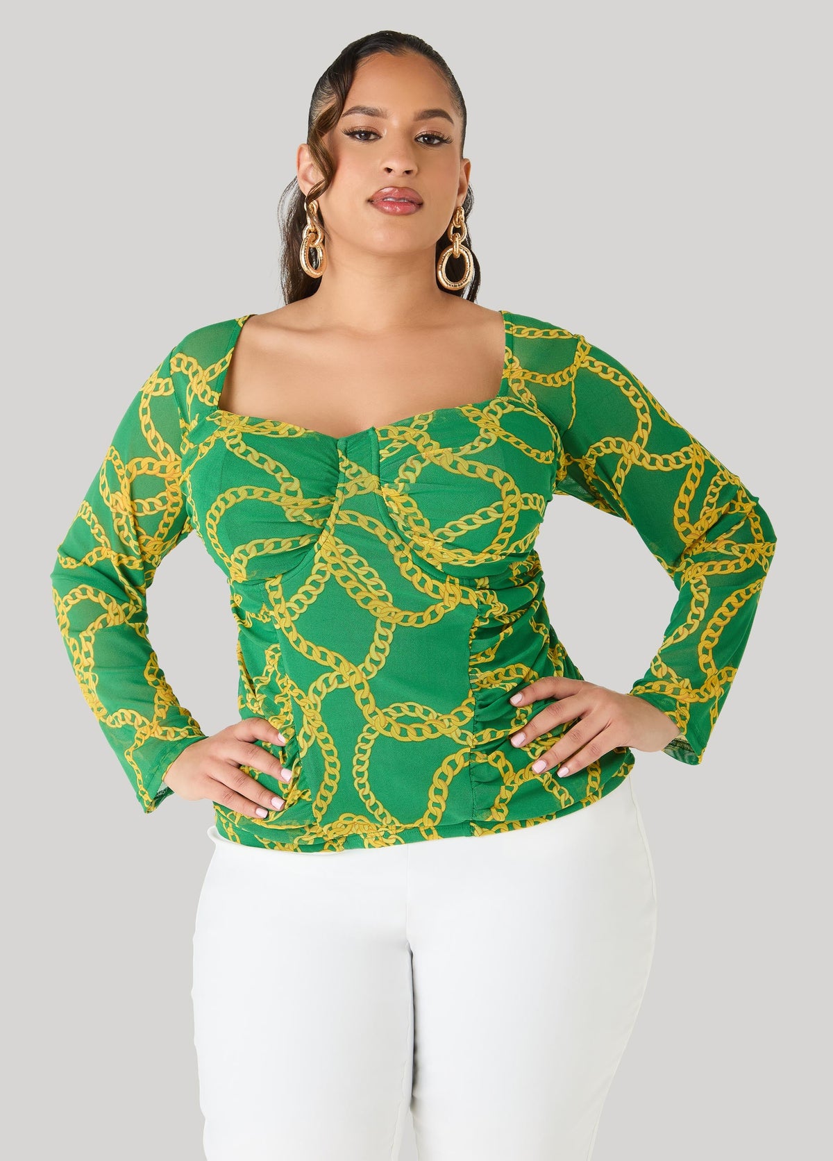 Chain Print Bustier Top Victoria Blue | Ashley Stewart