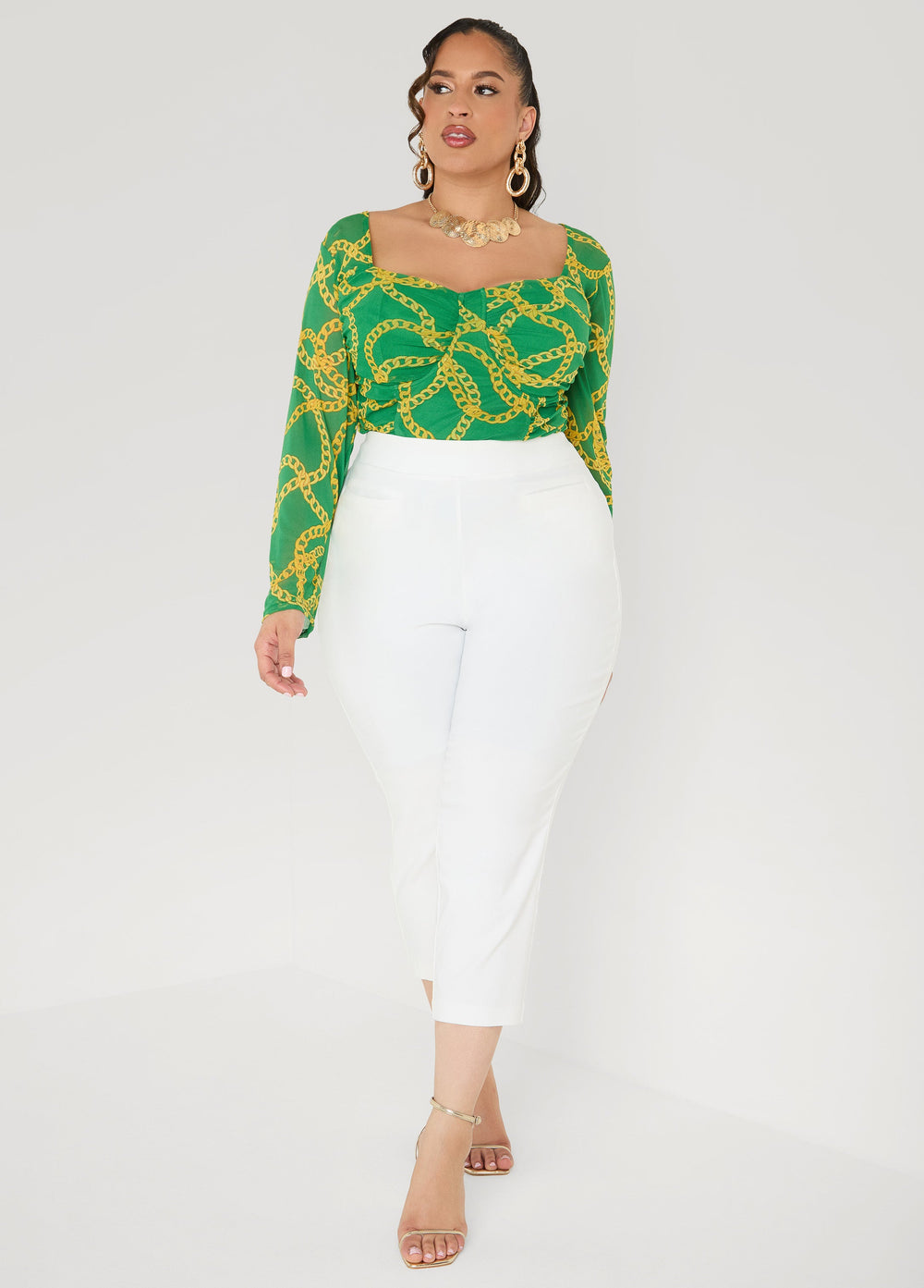 Chain Print Bustier Top Victoria Blue | Ashley Stewart