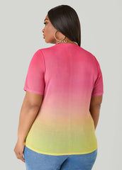 Ombre Mesh Tee Multi | Ashley Stewart