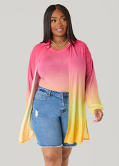Ombre Mesh Tee Multi | Ashley Stewart