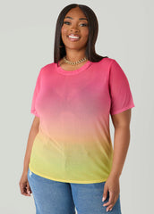 Ombre Mesh Tee Multi | Ashley Stewart