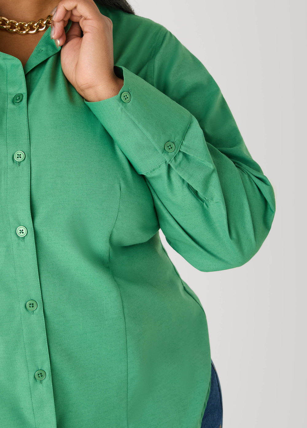Collared Cotton Blend Shirt Amazon | Ashley Stewart