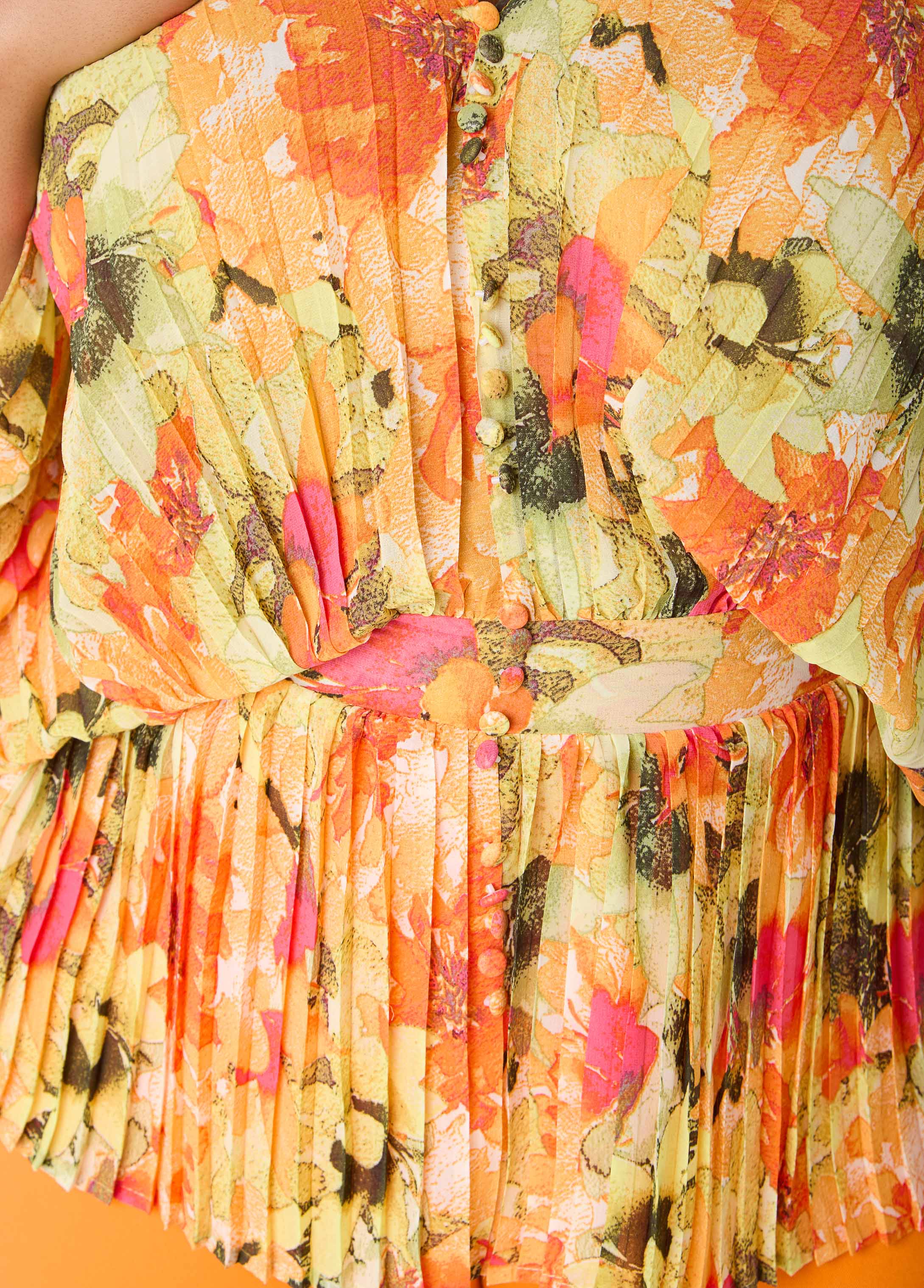 Pleated Floral Print Blouse Yellow | Ashley Stewart