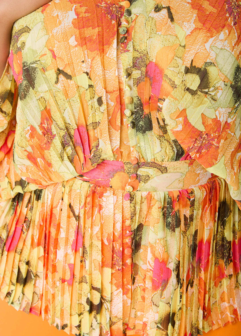 Pleated Floral Print Blouse Yellow | Ashley Stewart