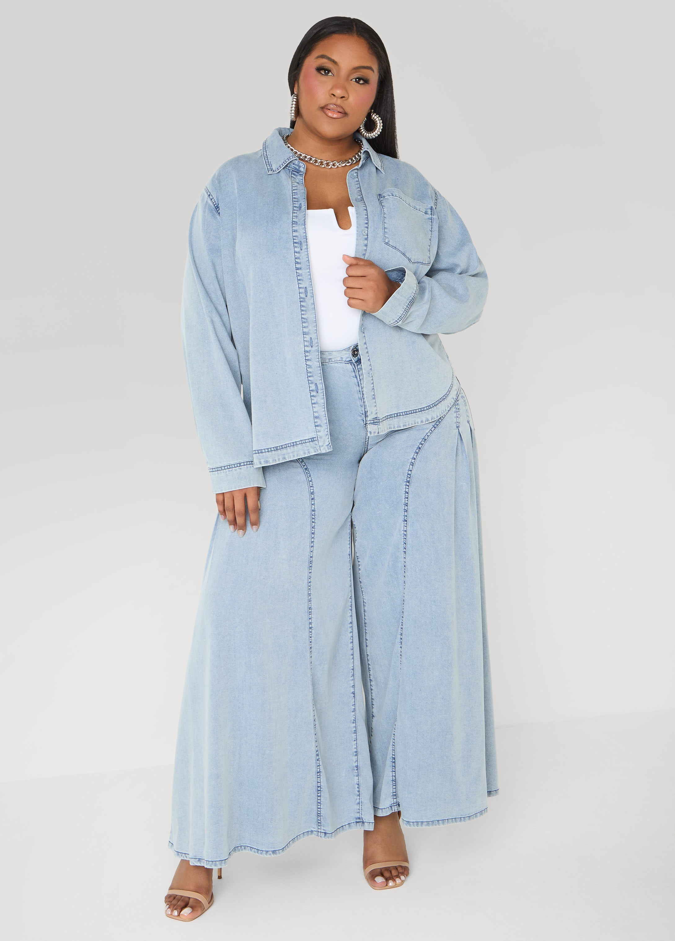 Chambray Shirt Denim | Ashley Stewart