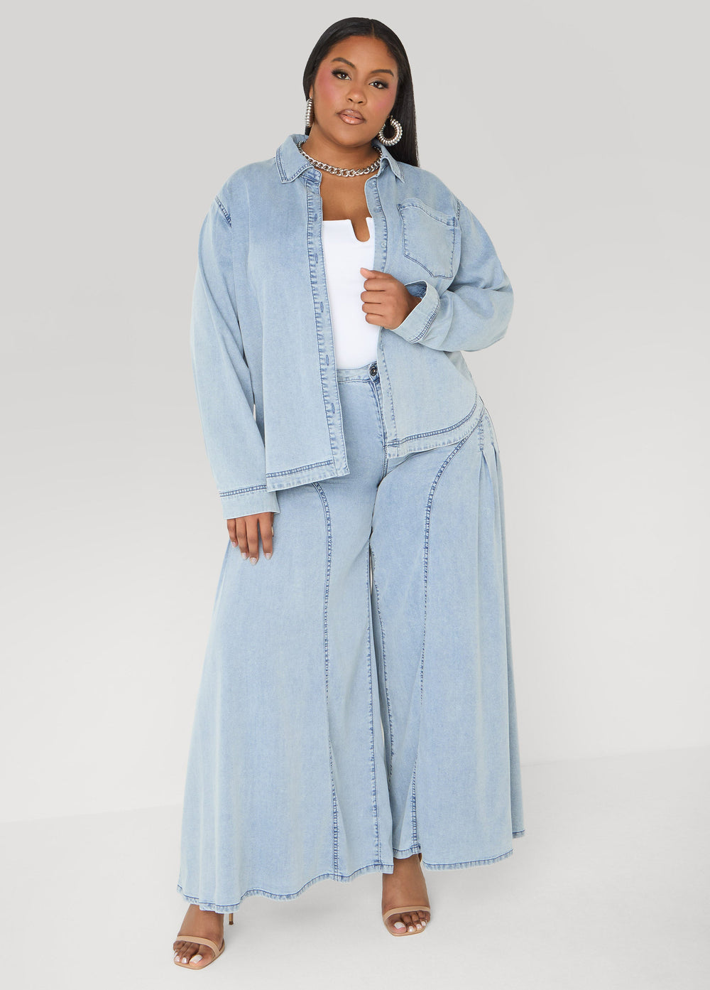 Chambray Shirt Denim | Ashley Stewart