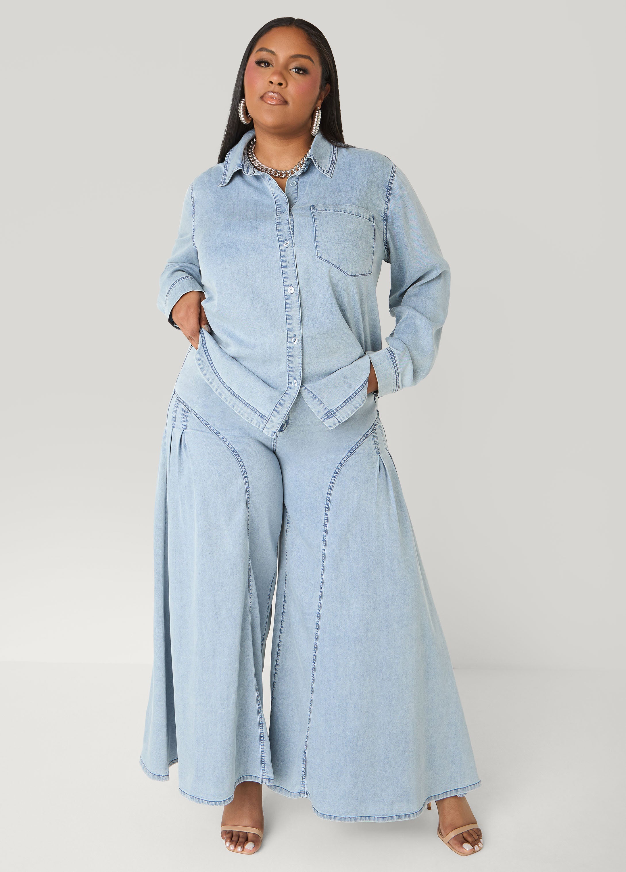 Chambray Shirt Denim | Ashley Stewart