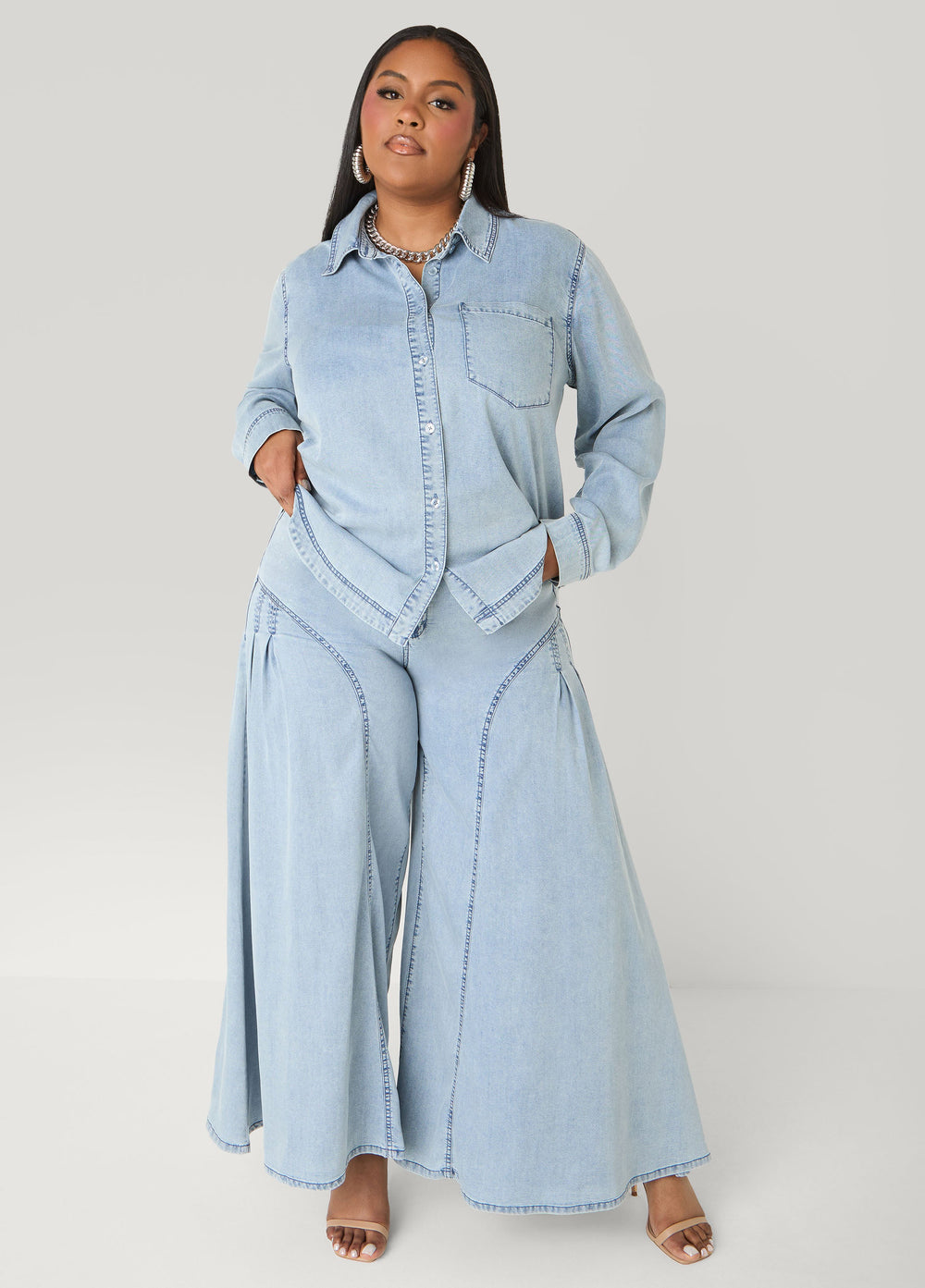 Chambray Shirt Denim | Ashley Stewart