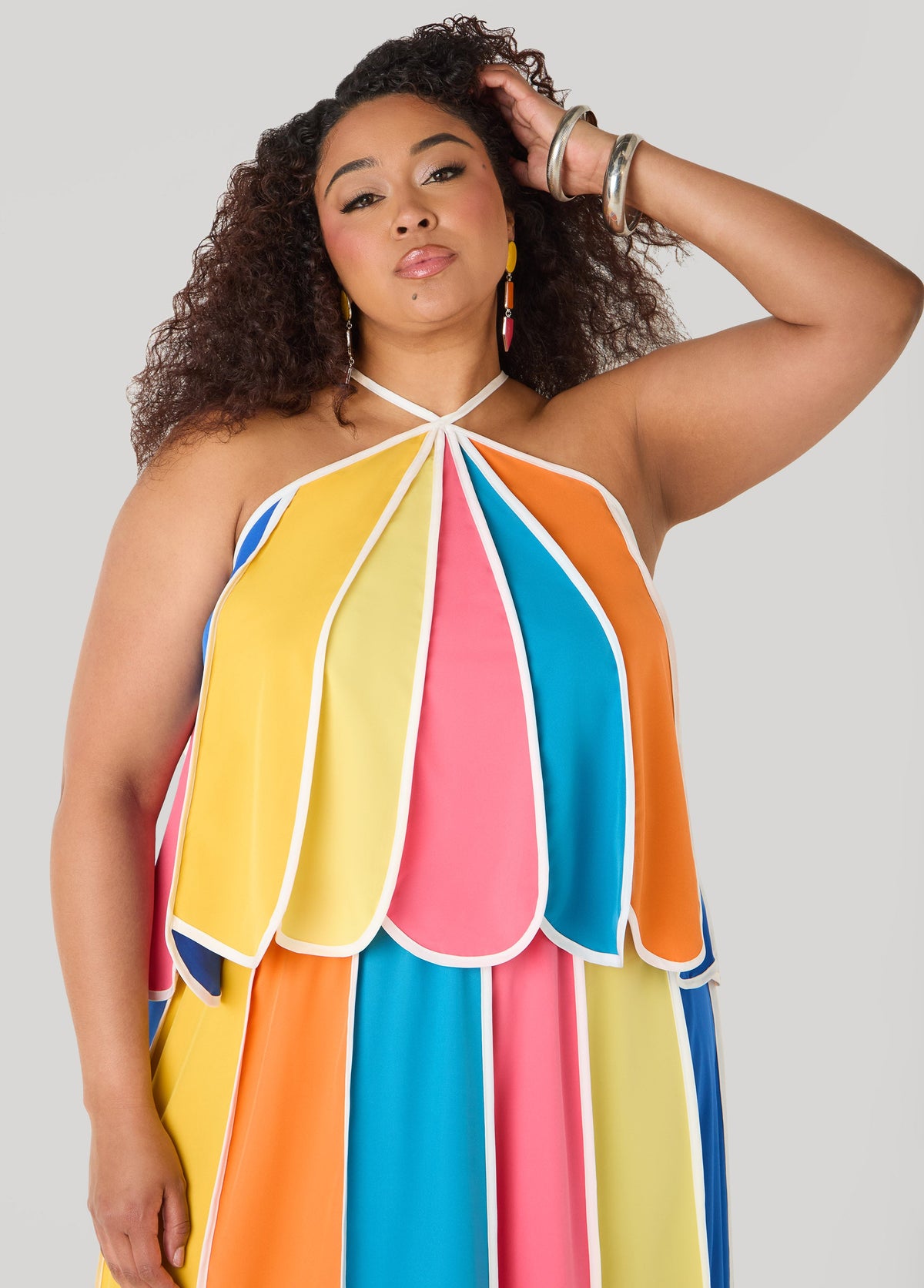 Paneled Striped Swing Top Multi | Ashley Stewart