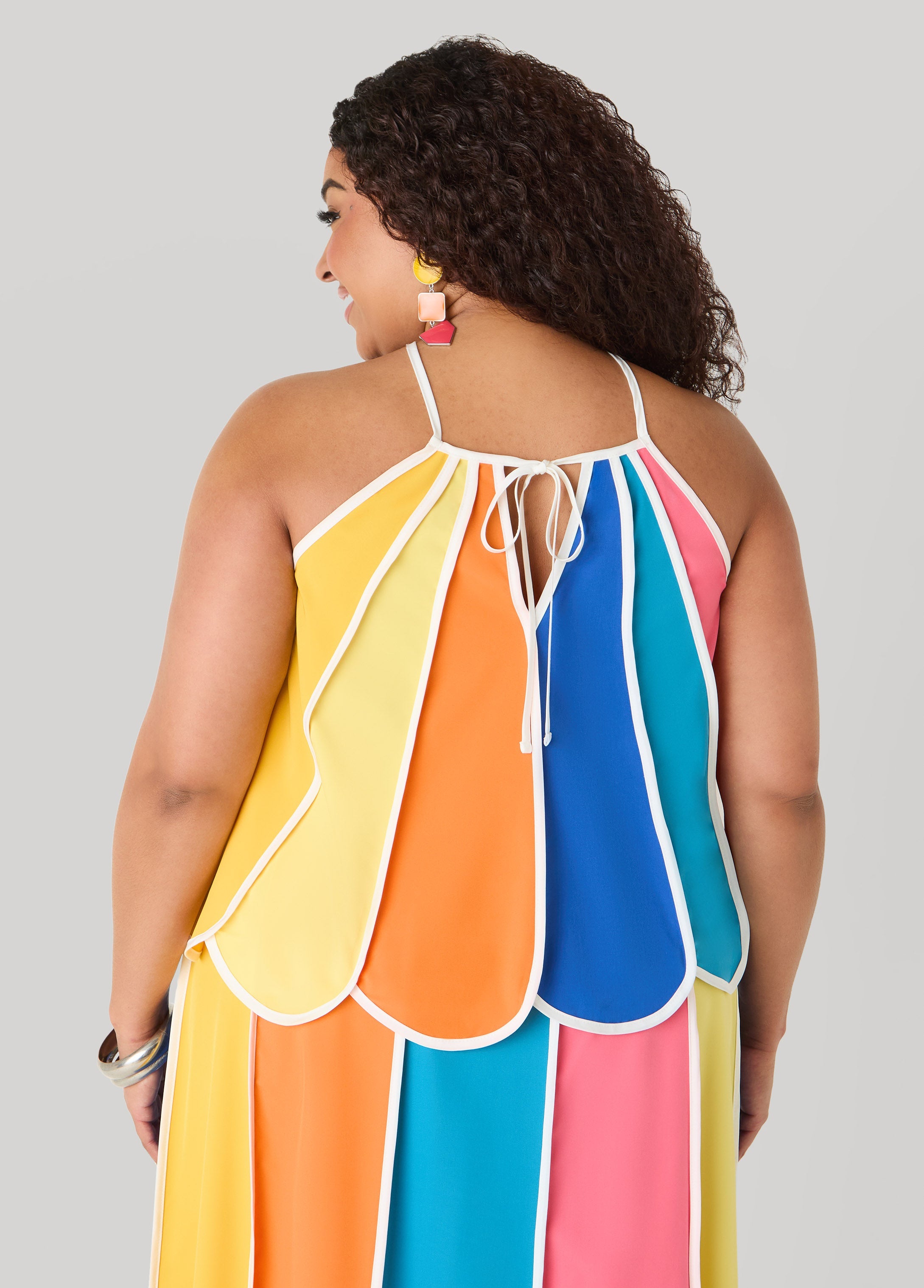 Paneled Striped Swing Top Multi | Ashley Stewart