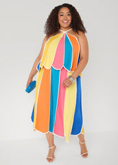 Paneled Striped Swing Top Multi | Ashley Stewart