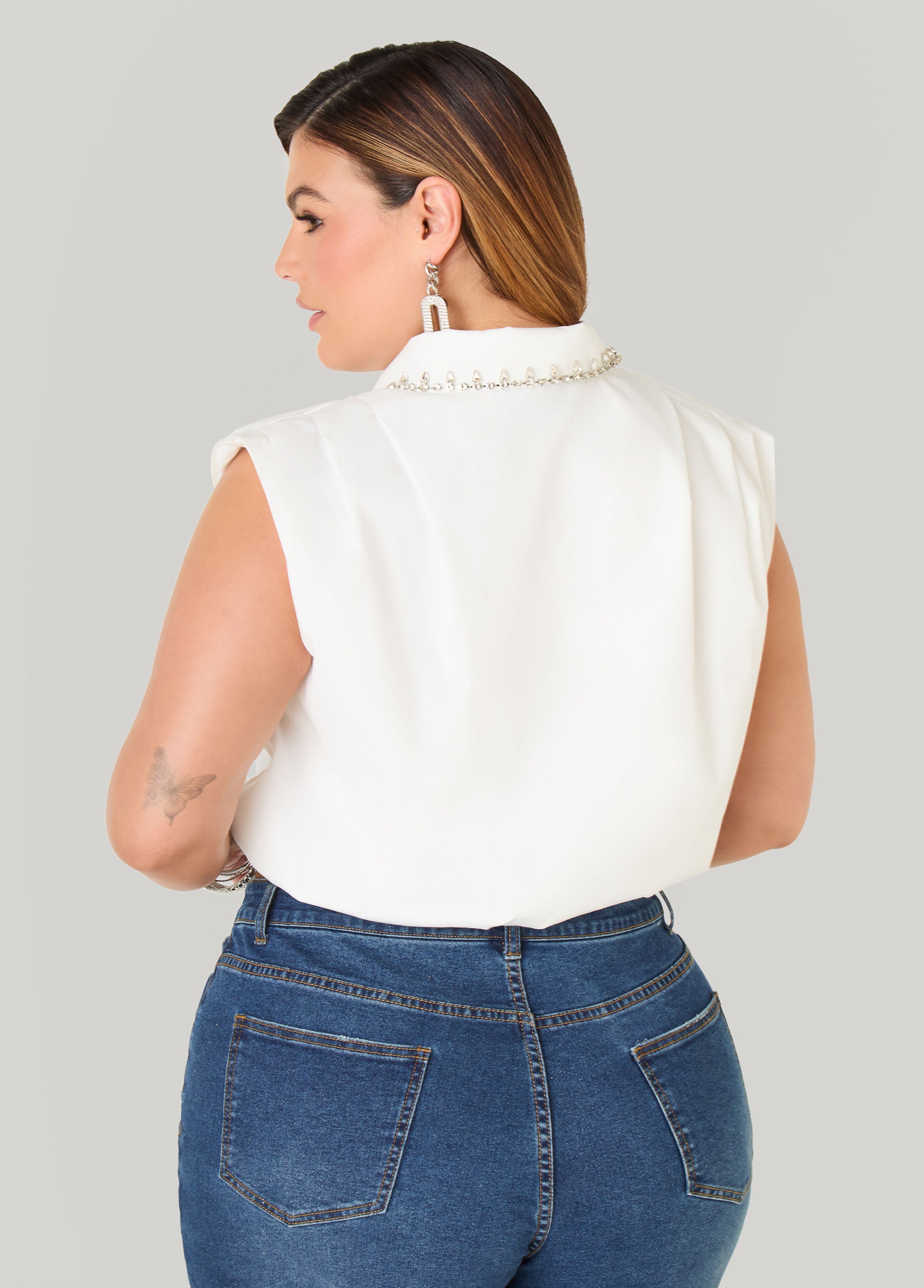 Crystal Bubble Crop Top White | Ashley Stewart