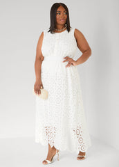 Crochet Button Front Top White | Ashley Stewart