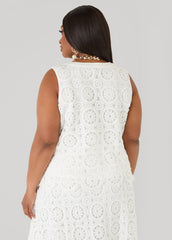 Crochet Button Front Top White | Ashley Stewart
