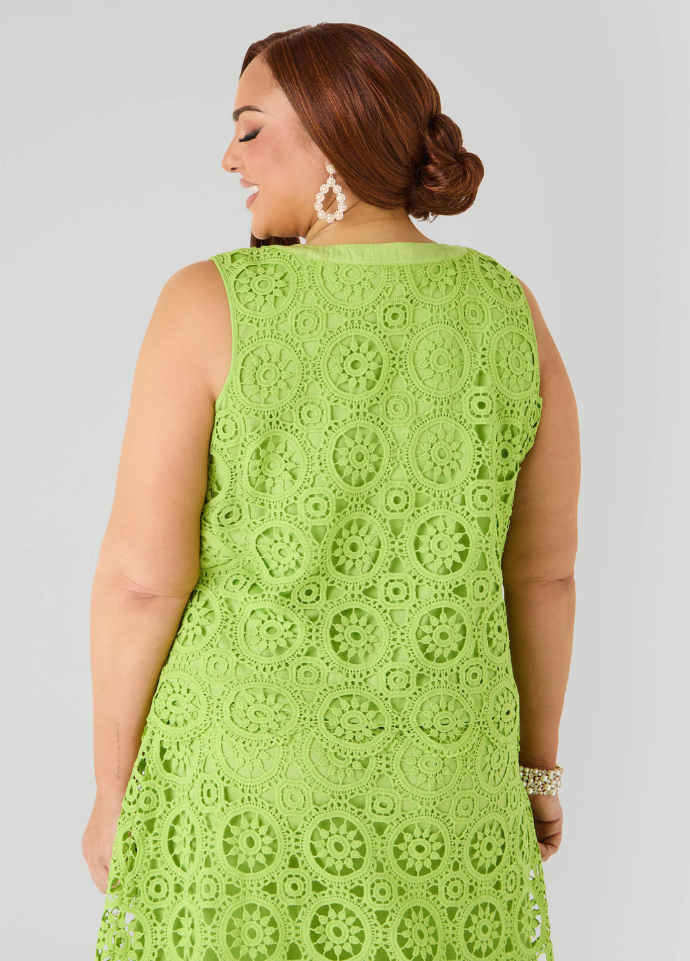 Crochet Button Front Top White | Ashley Stewart