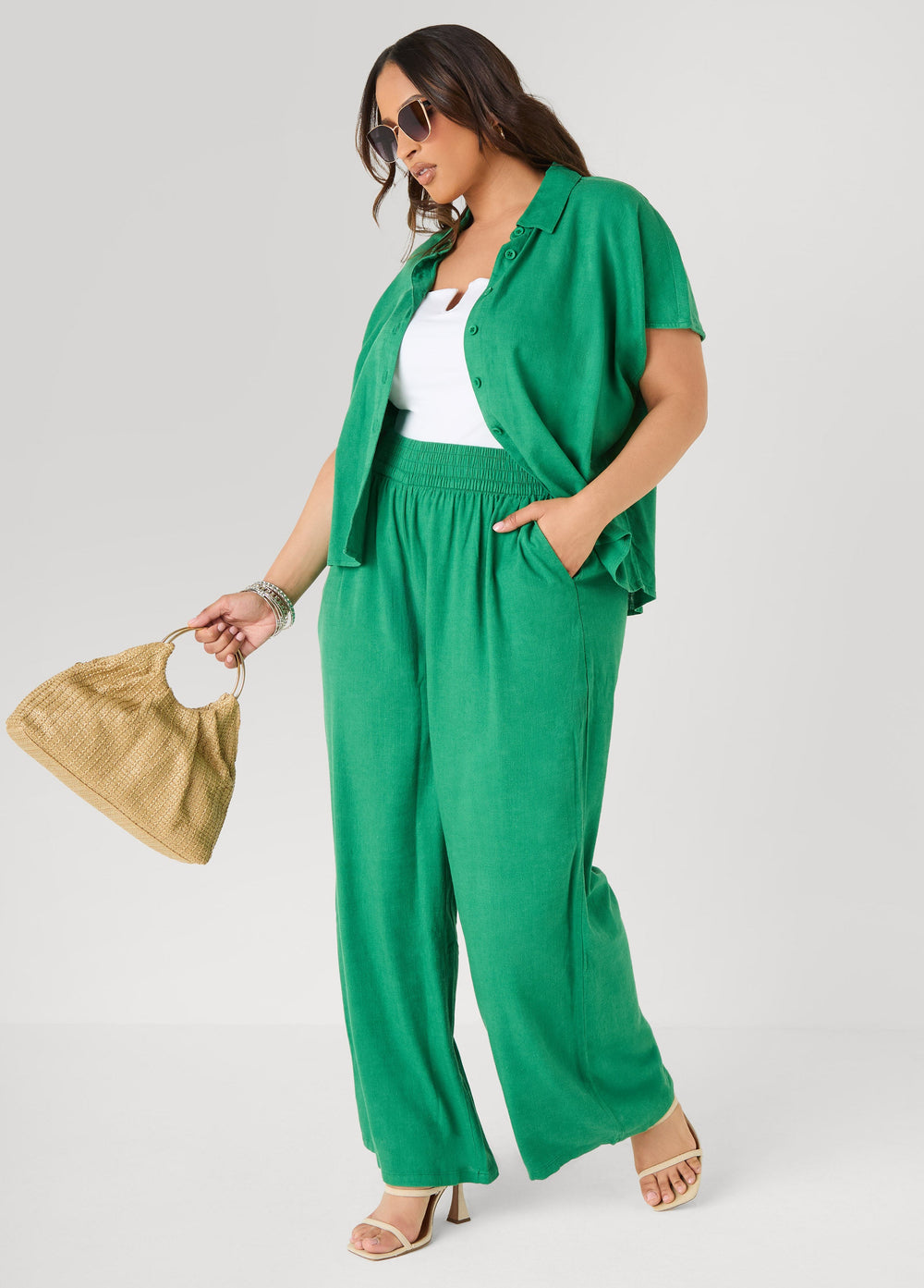 Linen Blend Shirt Amazon | Ashley Stewart