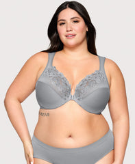 Front-Closure Cotton WonderWire Bra Silver | Ashley Stewart