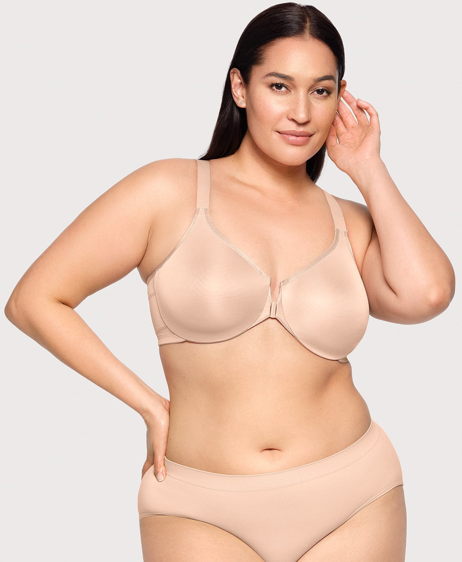 Front-Closure Posture Back WonderWire Bra Cafe | Ashley Stewart