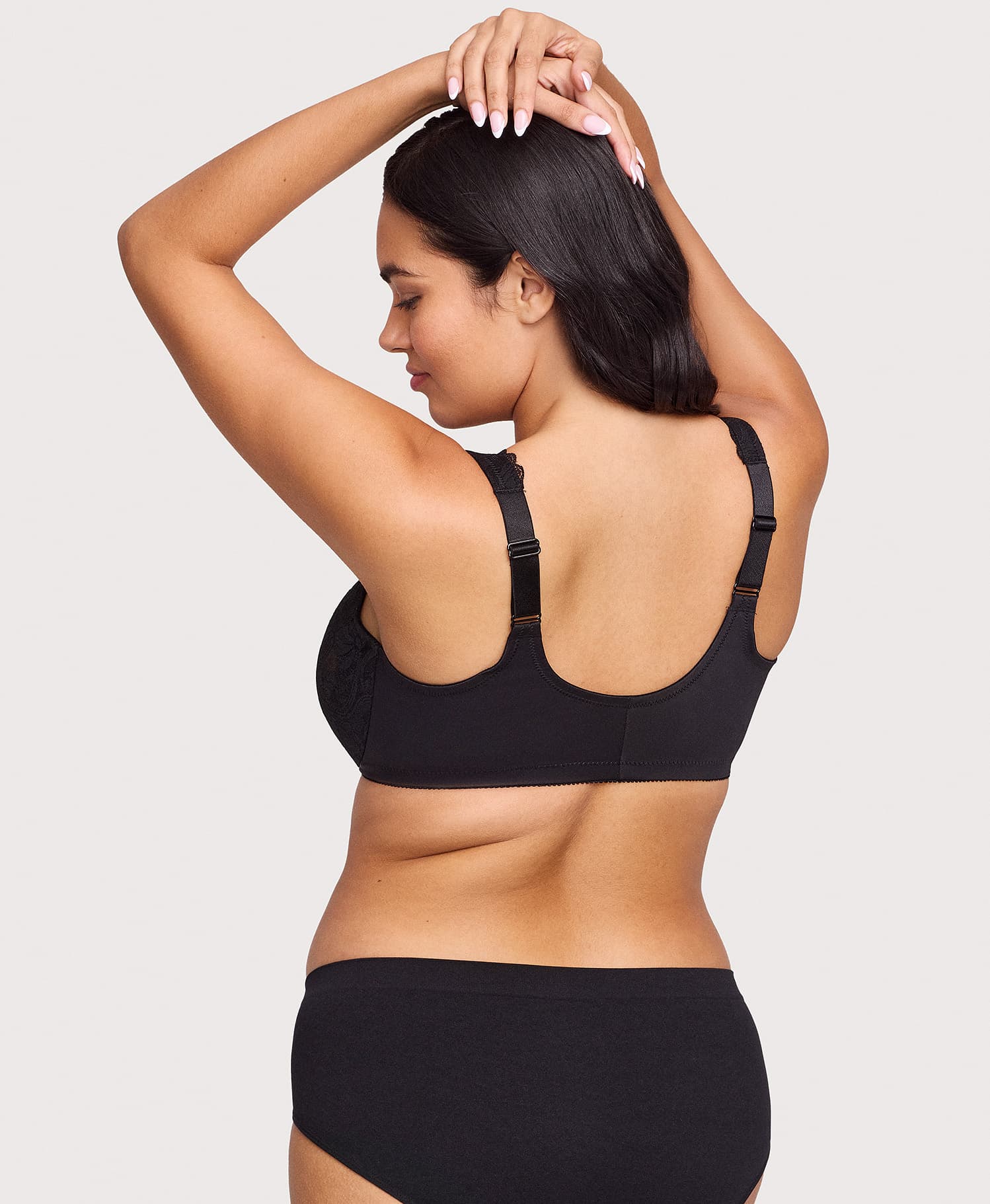 Front-Closure Stretch Lace WonderWire Bra Black | Ashley Stewart