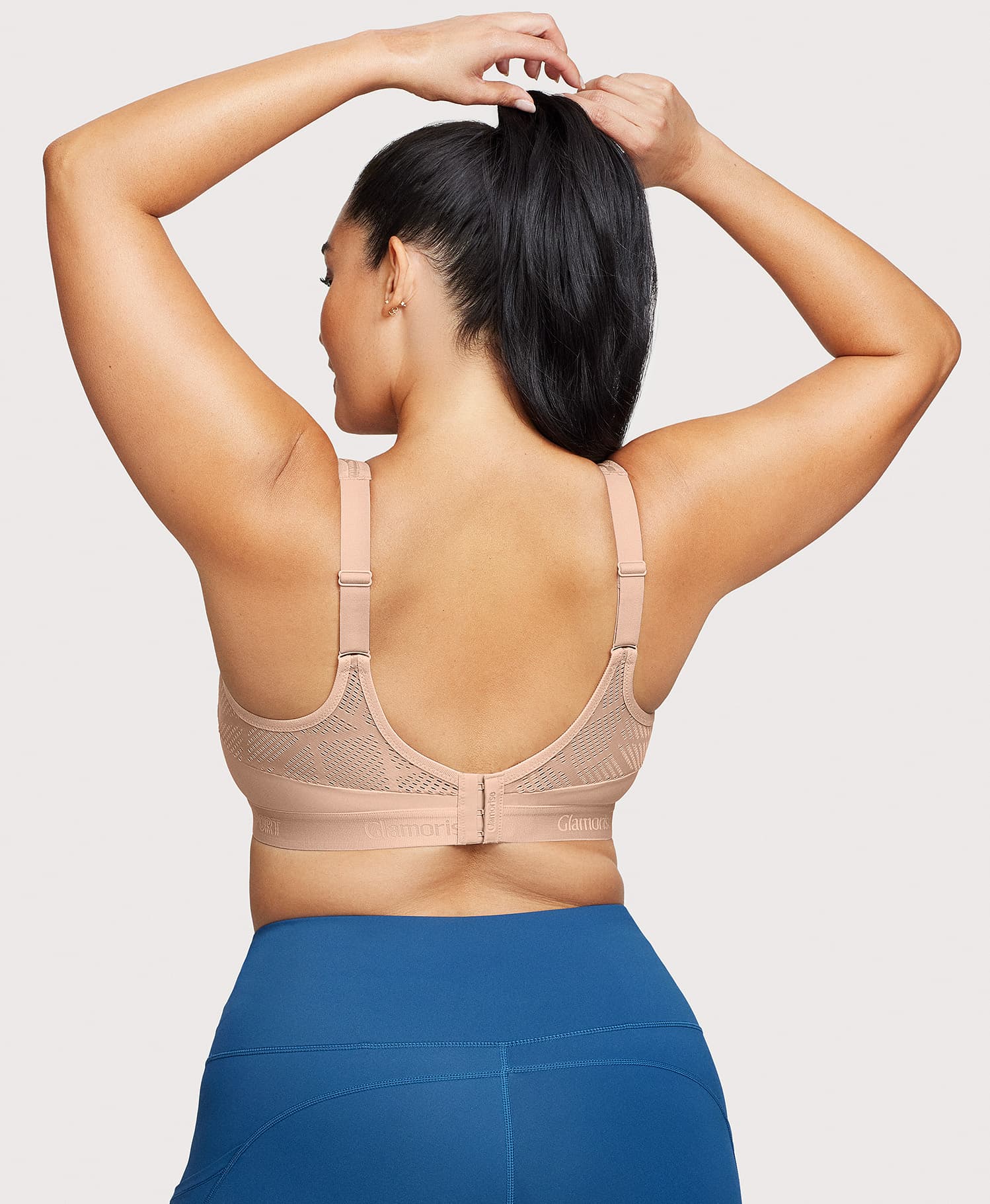No-Sweat Mesh Sports Bra Cafe | Ashley Stewart