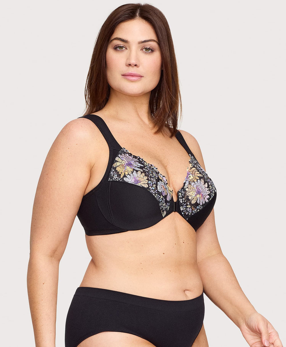 Front-Closure WonderWire Bra Floral Print | Ashley Stewart