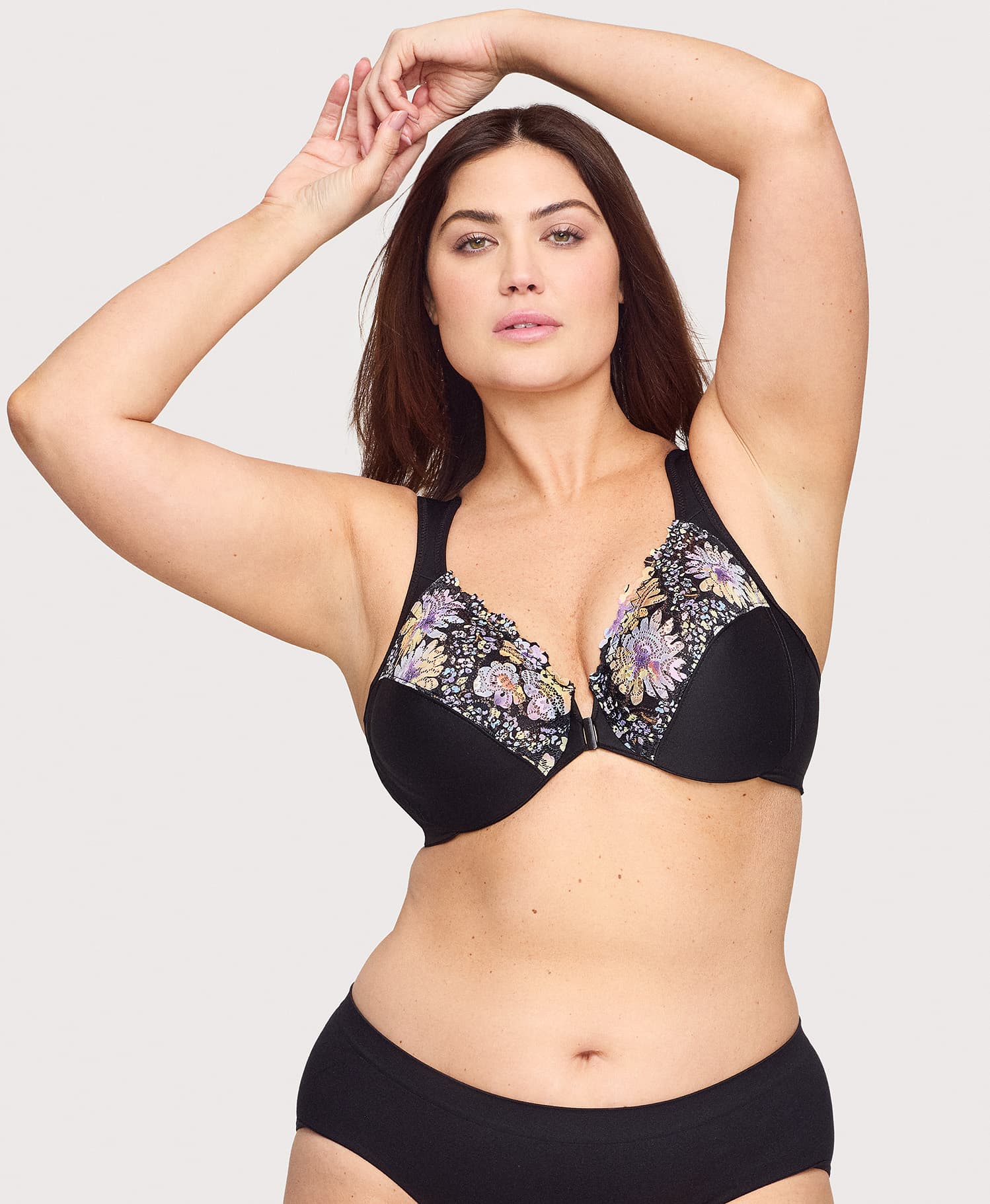 Front-Closure WonderWire Bra Floral Print | Ashley Stewart