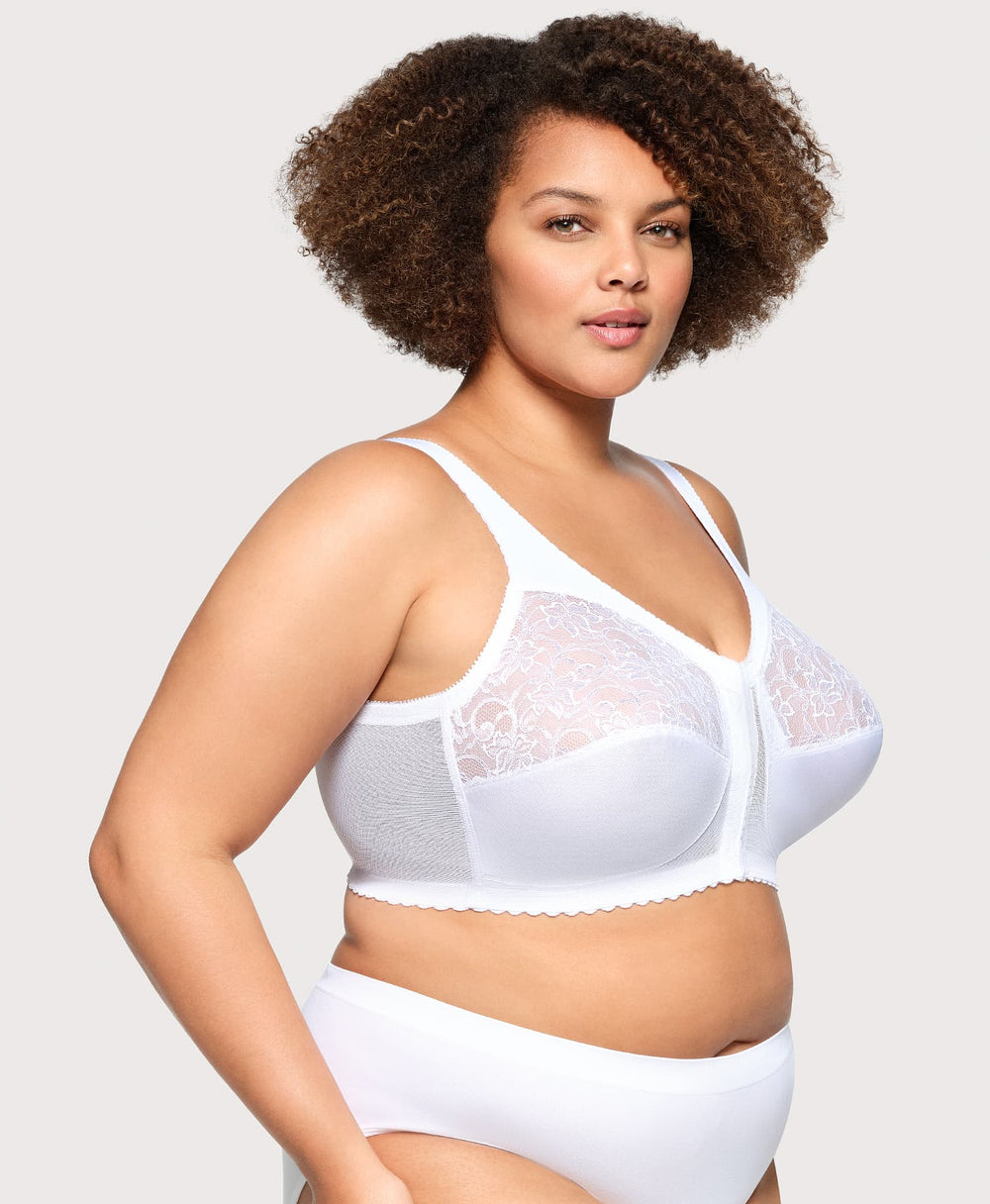 MagicLift Front-Closure Support Bra White | Ashley Stewart