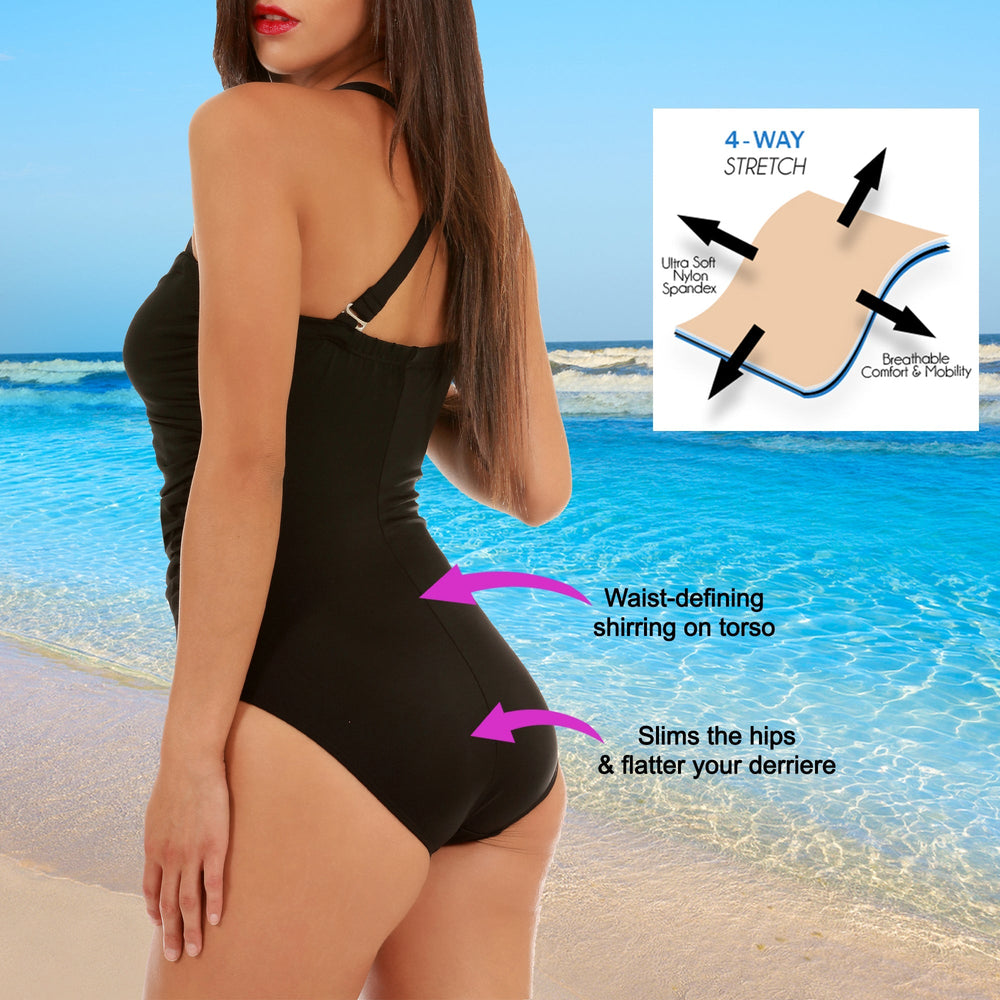 InstantFigure Halter Swimsuit Black | Ashley Stewart