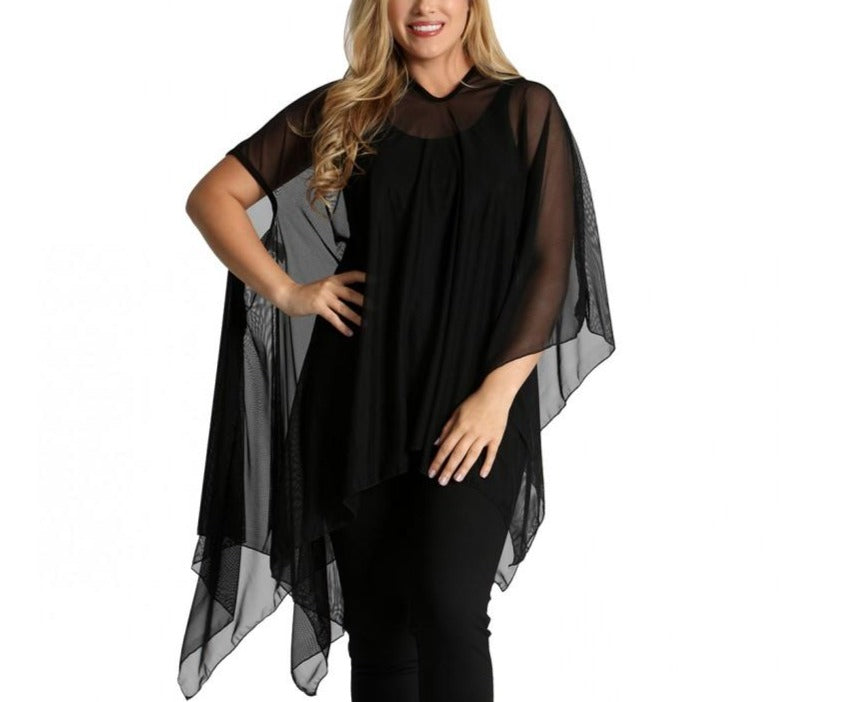InstantFigure Mesh InstaWrap Shawl Black | Ashley Stewart