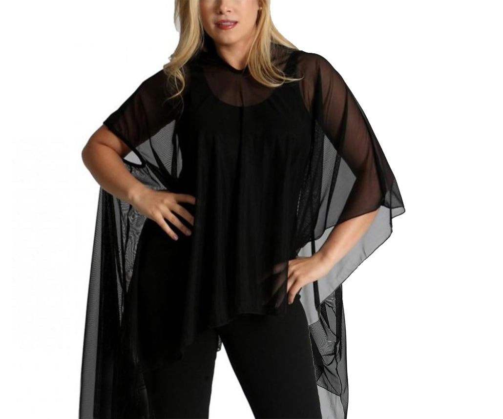 InstantFigure InstaWrap Mesh Shawl Black | Ashley Stewart