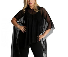 InstantFigure InstaWrap Mesh Shawl Black | Ashley Stewart