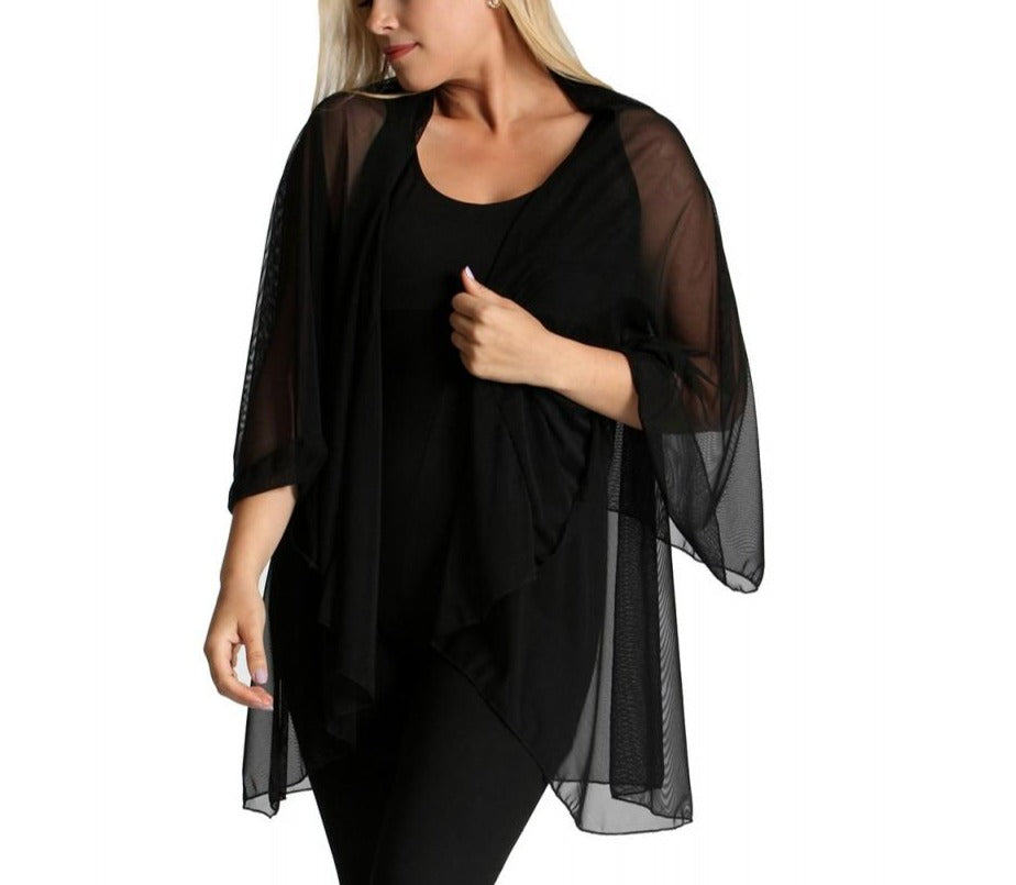 InstantFigure InstaWrap Mesh Shawl Black | Ashley Stewart