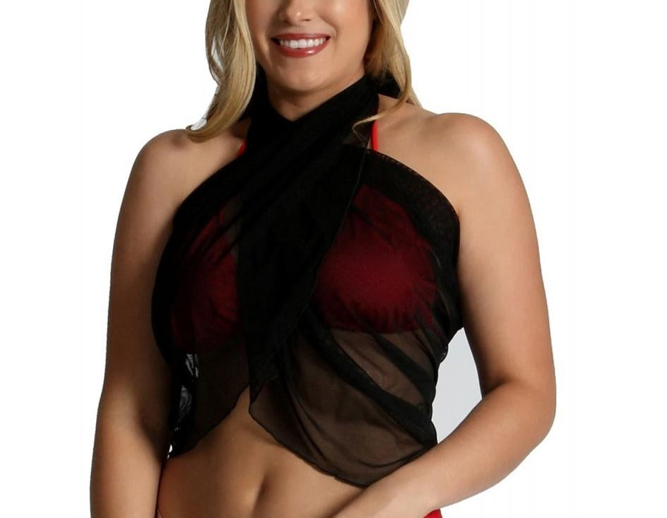InstantFigure Mesh Cover Up Sarong Black | Ashley Stewart