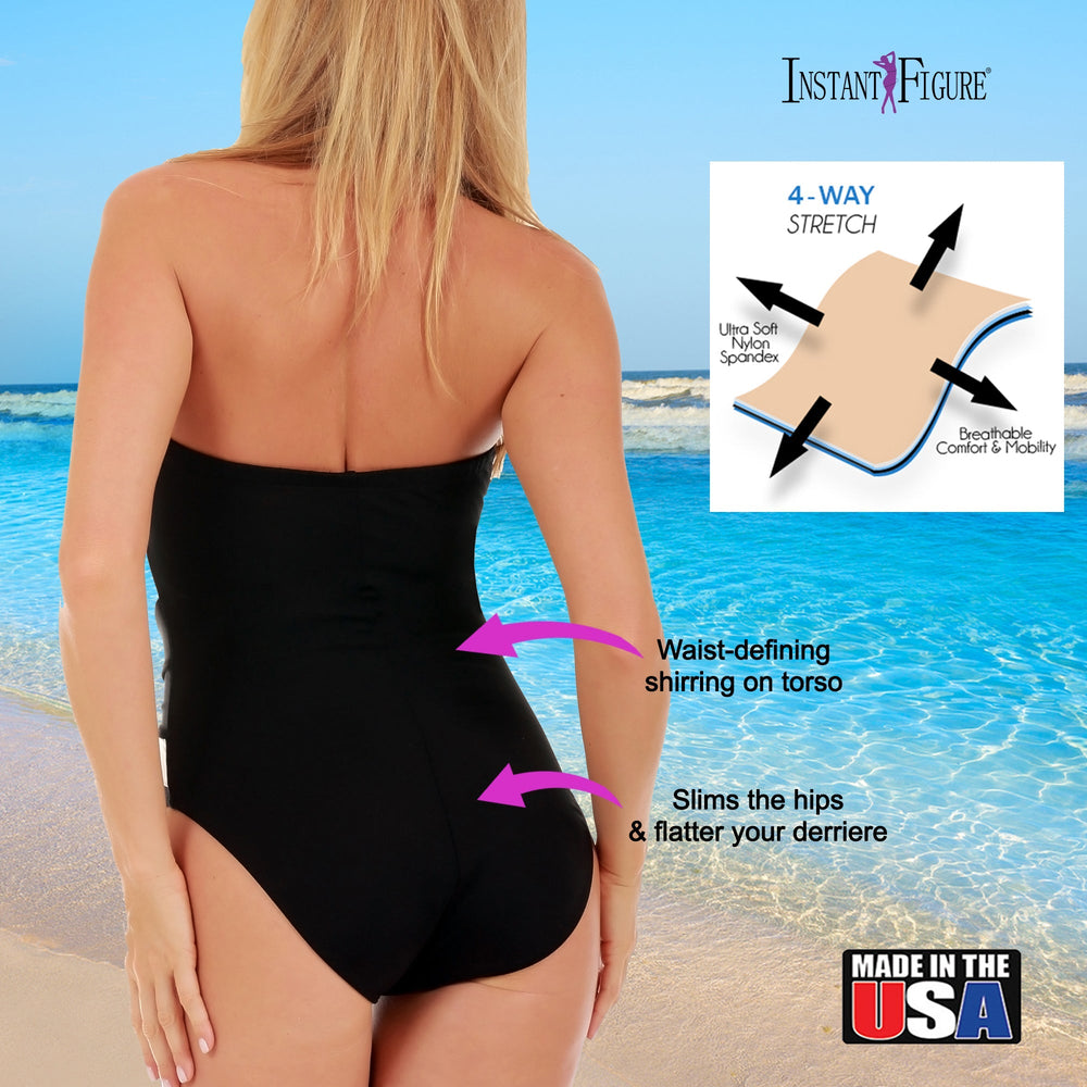 InstantFigure Twist Front Swimsuit Black/White | Ashley Stewart