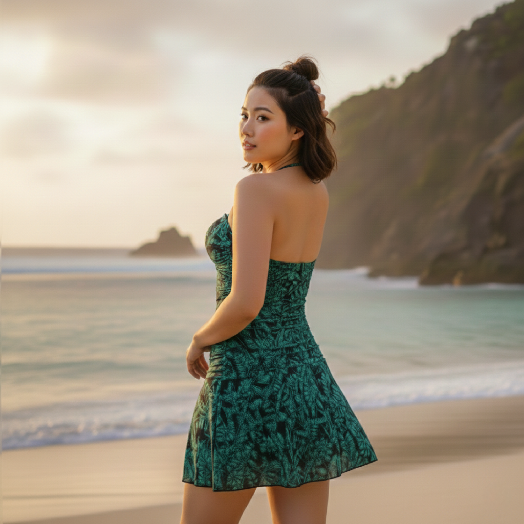 InstantFigure Tropical Swimdress Green | Ashley Stewart