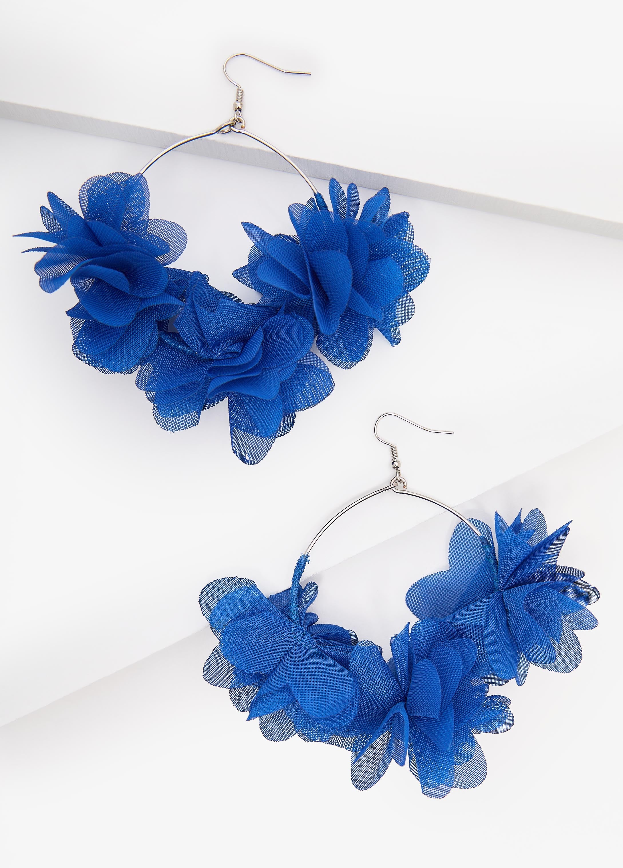 Chiffon Petal Hoop Earrings Victoria Blue | Ashley Stewart