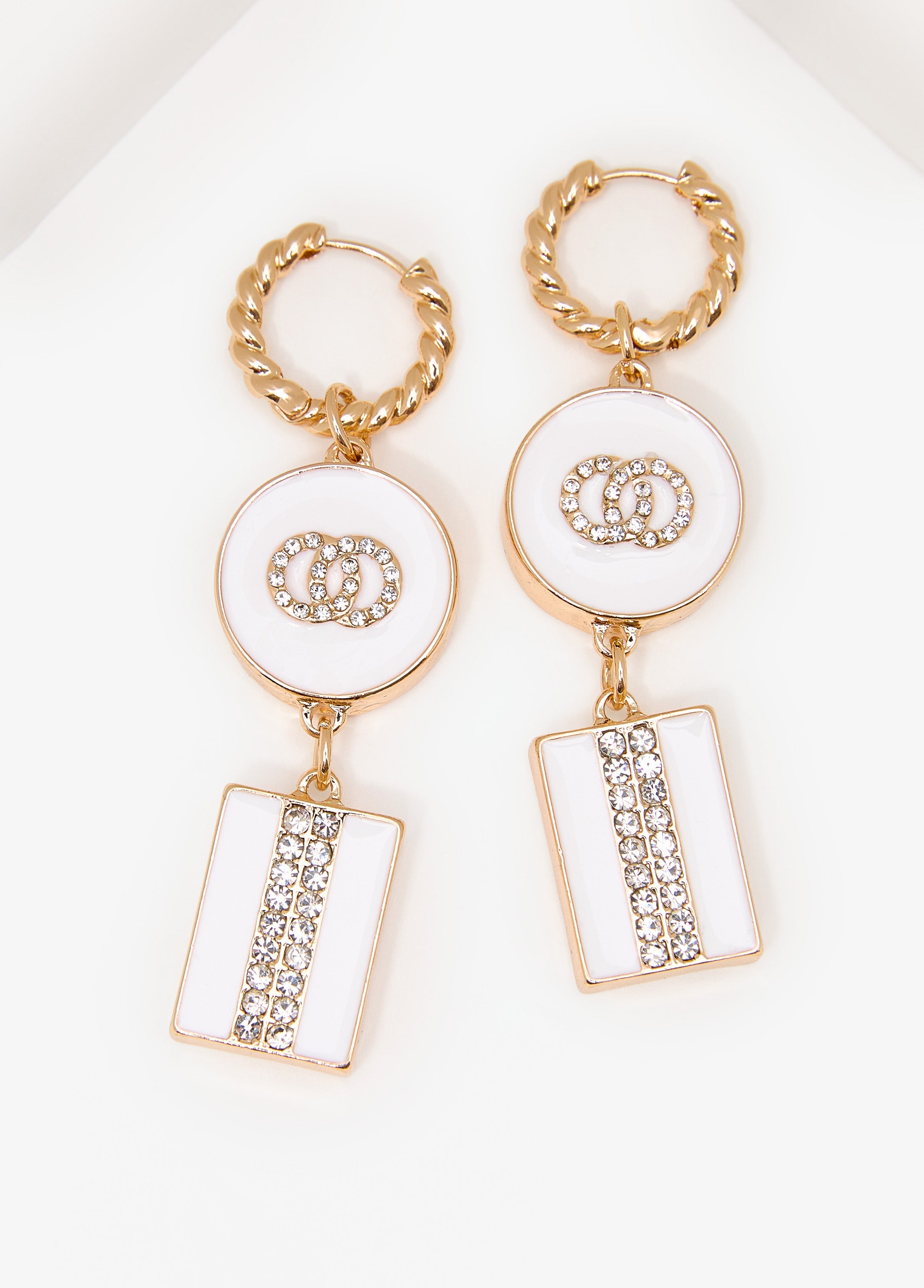 Crystal Rings Drop Earrings White | Ashley Stewart