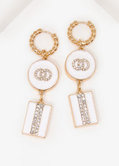 Crystal Rings Drop Earrings White | Ashley Stewart