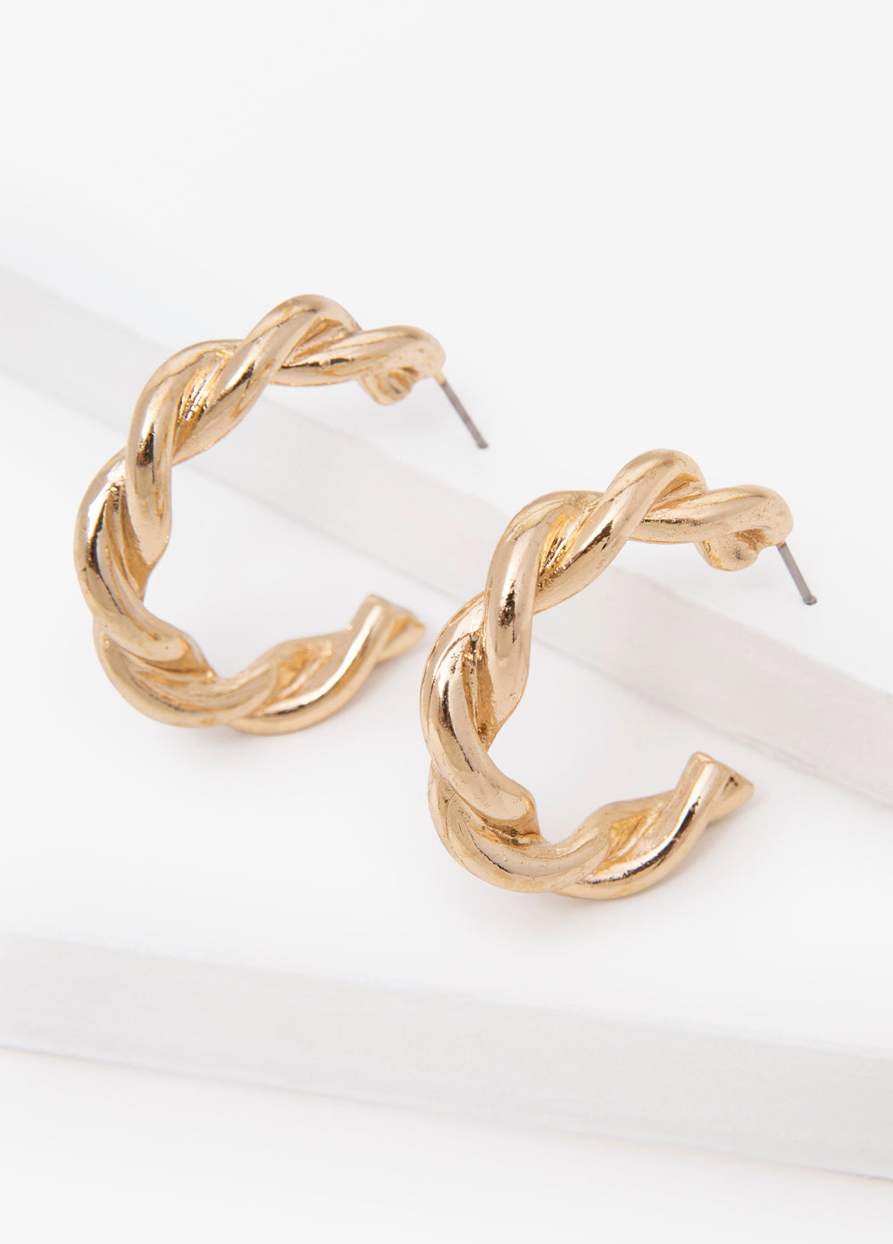 Twisted Hoop Earrings Gold | Ashley Stewart