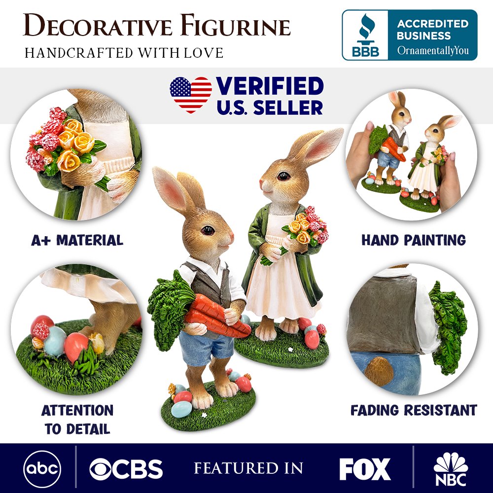 Harvest and Bloom Country Bunny Figurine Set Multi | Ashley Stewart